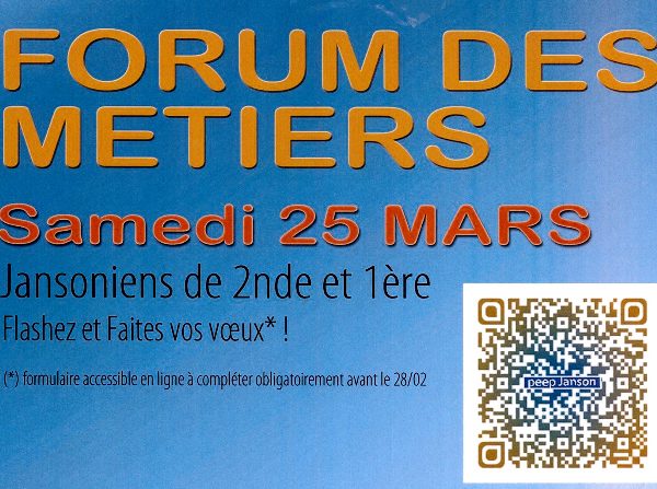 Forum des métiers samedi 25 mars